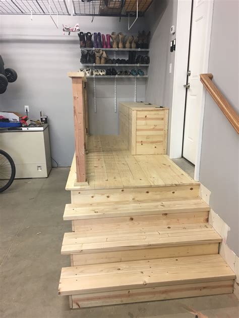 interior garage steps and landing